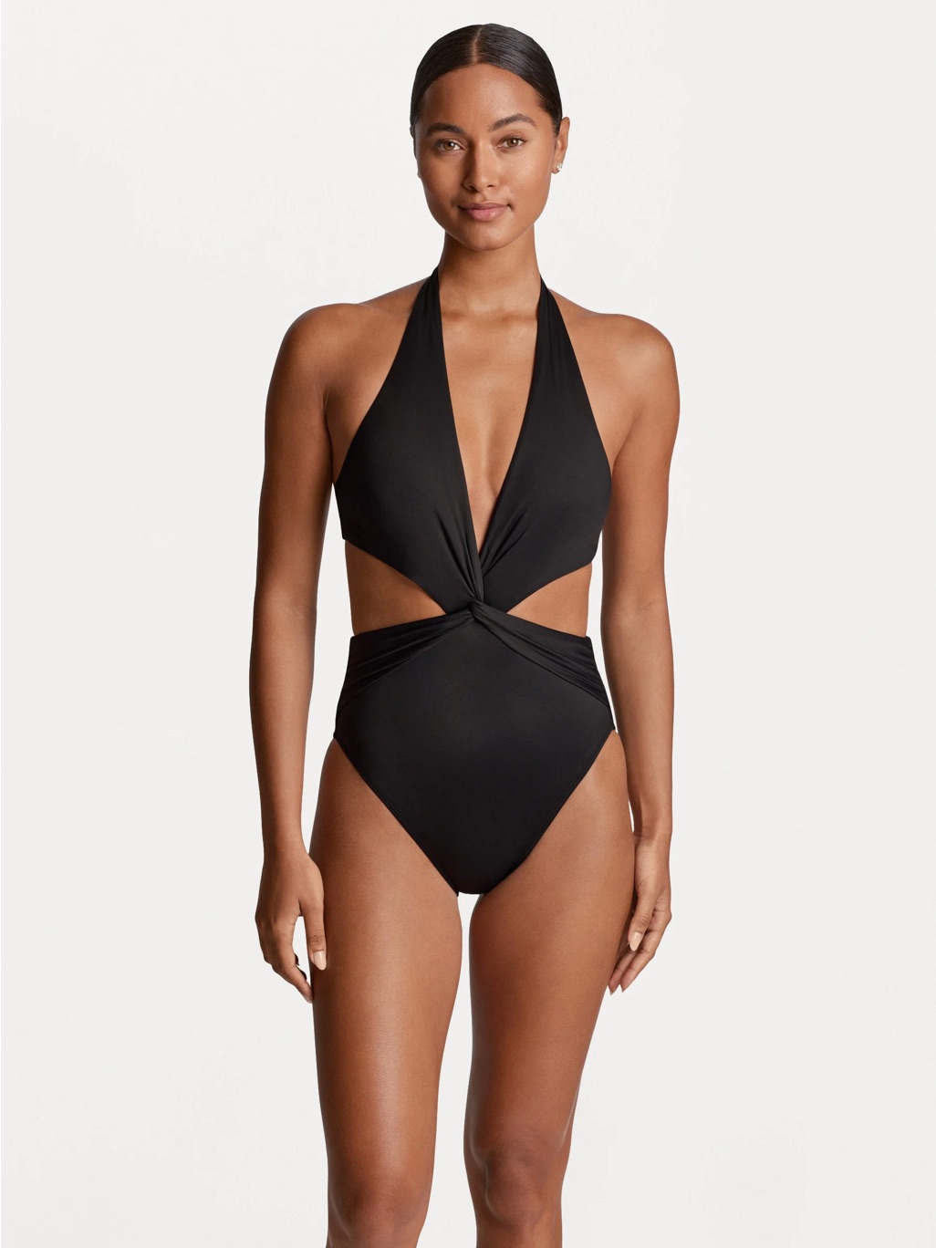 Ralph Lauren Cutout Twist Halter 1pc - Swimsuit Black Sz 12
